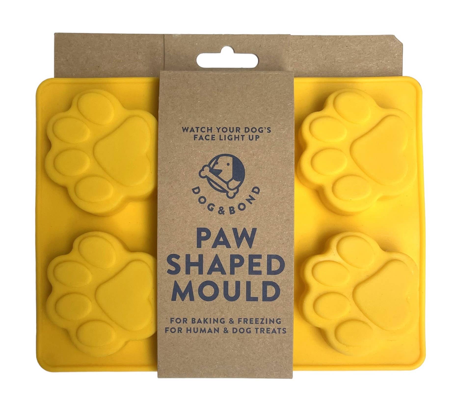 Dog & Bond – Award-Winning Pet Gifts & Dog Treat Kits – wholesale Chocolate/candy mould – 6-Paw Silicone Mould for Baking and Freezing 2-Pack, Yellow2