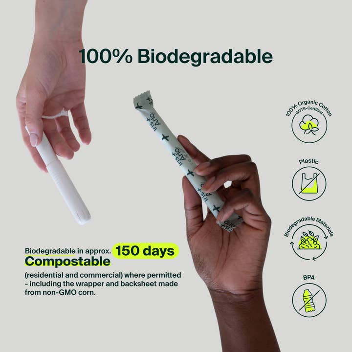 Iris + Arlo - Wholesale Tampon - 100% Organic Cotton Applicator Tampons - Regular (Box of 16)7