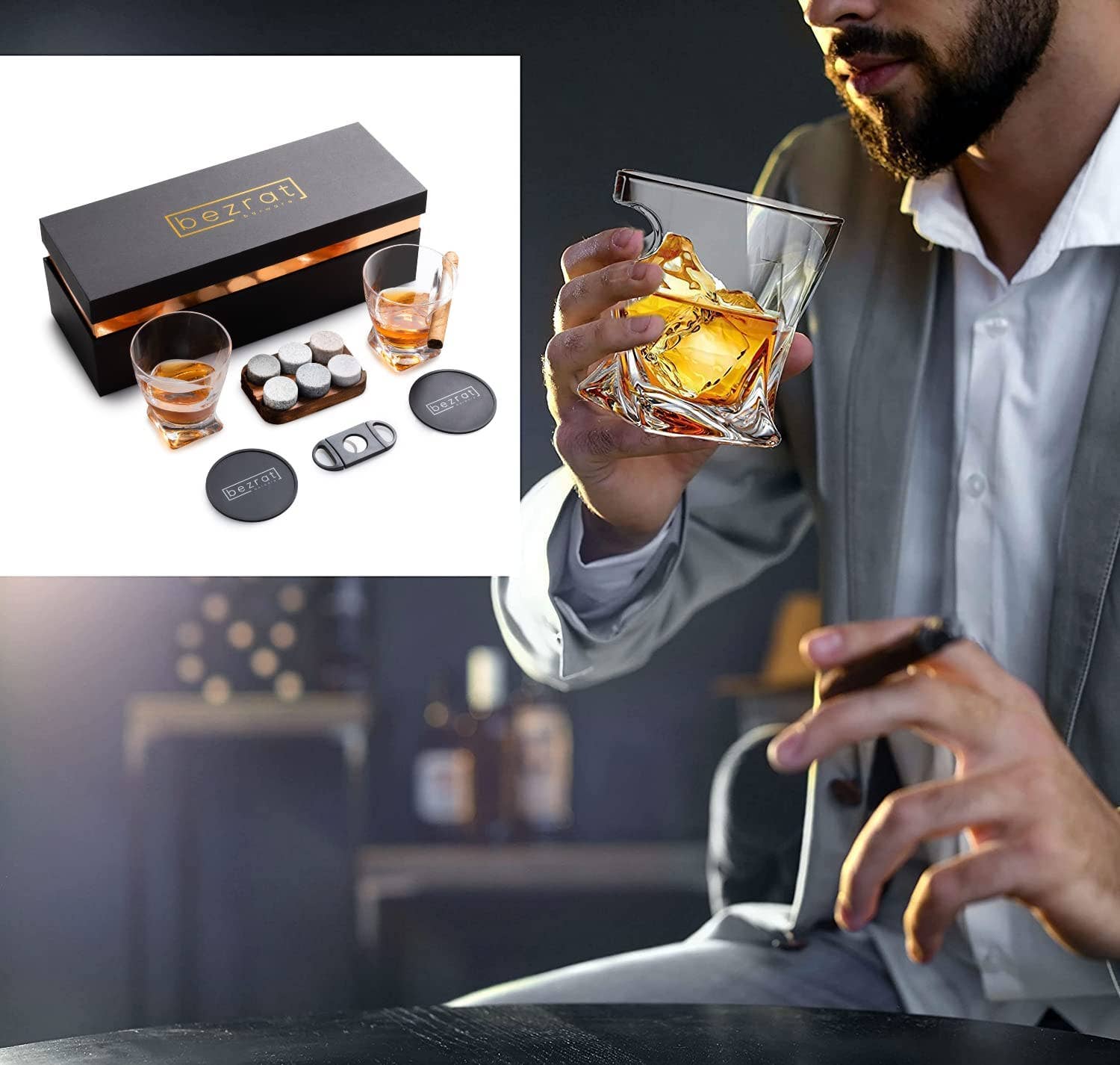 Bezrat - Wholesale Cocktail/Liquor Glass - Whiskey Glasses and Accessories - 12 pieces in Gift Box2