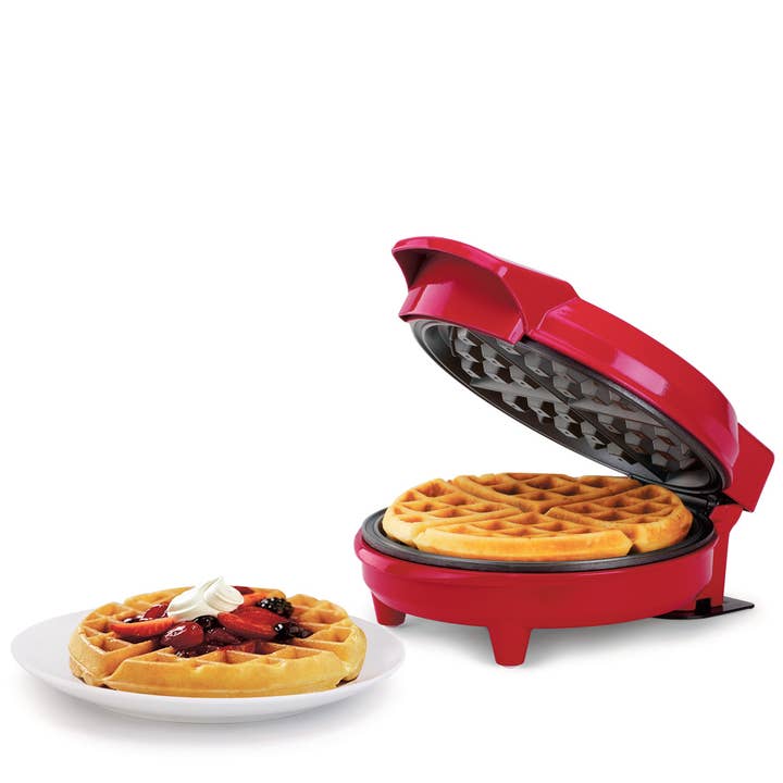 7" BELGIAN WAFFLE MAKER RED STAINLESS STEEL for wholesale on Faire5