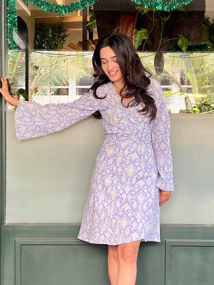 Blockprinted Women's Co-ord set, Skirt and Top- Lavender for wholesale by Jaipur Bloc House