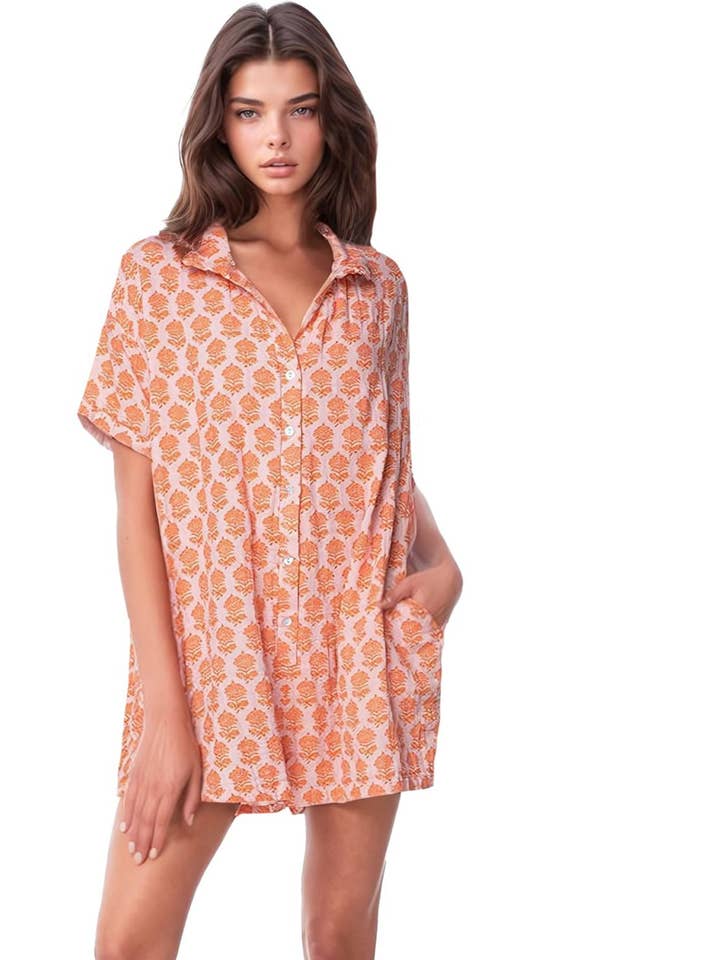 Subtle Luxury - Wholesale Romper - Women's - Double Cotton Gauze Washed Lazy Day Romper - Prints