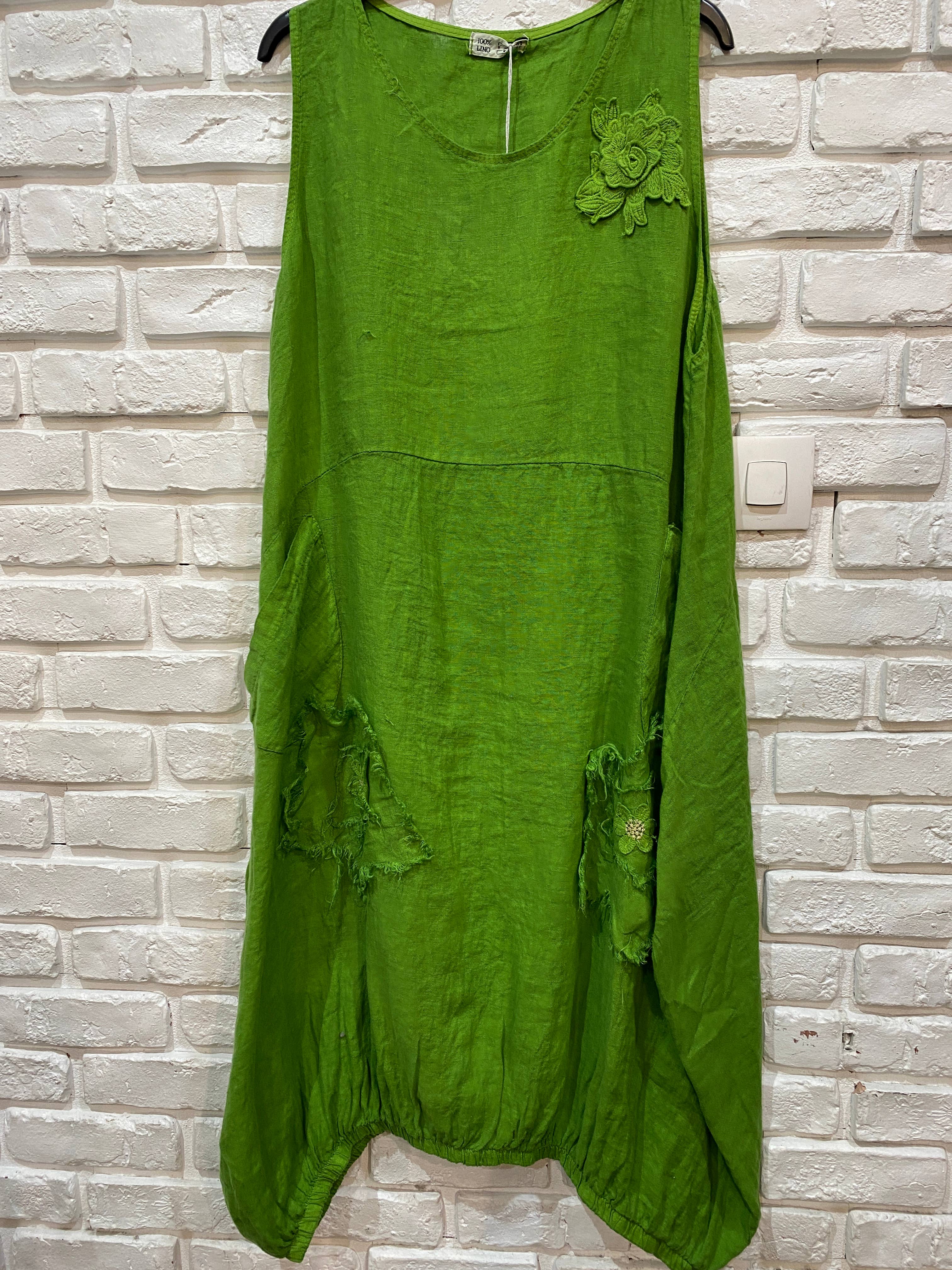 la maison des fibres naturelles - Vente Robe – femme - robe avec broderie fleur 28368 100%linen 2