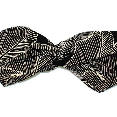 Bandeau turban Palm Fond - Noir/Beige - HHB21 NOIR/BEIGE pour la vente par Hepburn & Co.