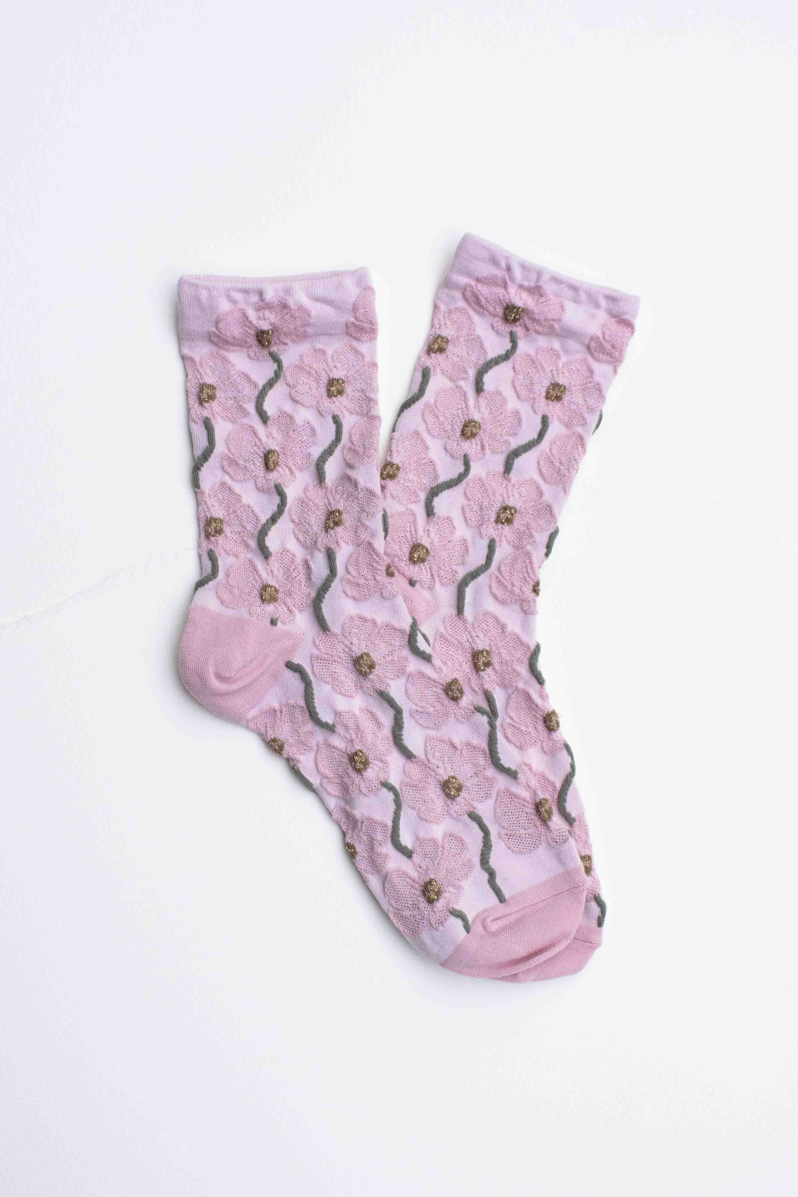 Tiepology - Vente Chaussettes – femme - Chaussettes en mélange de coton à motif floral.1