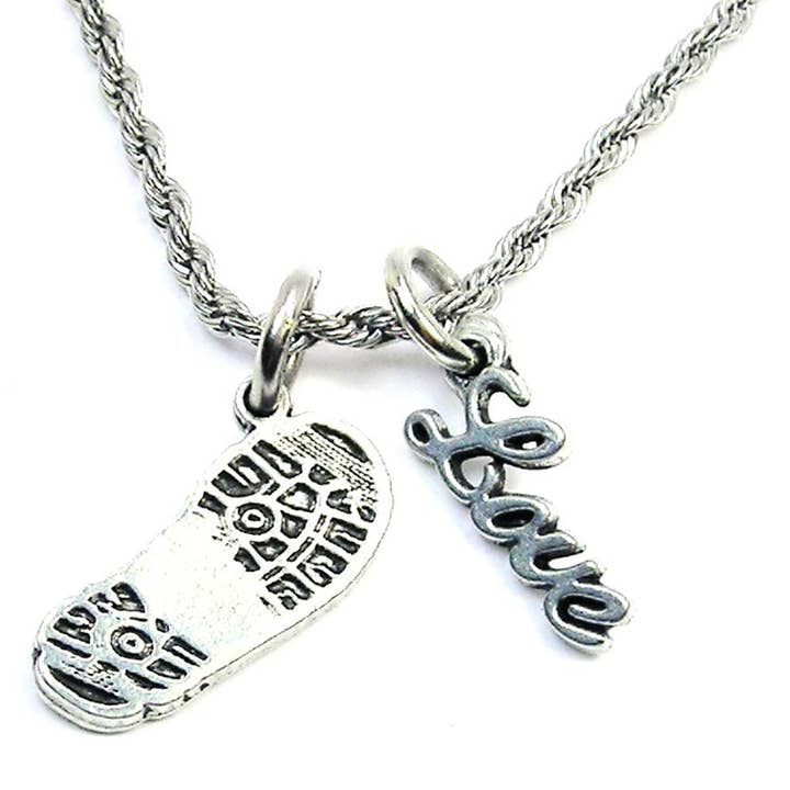 Collier de corde imprimé de bottes de combat de 20 po avec amour Military USA pour la vente par Chubby Chico Charms