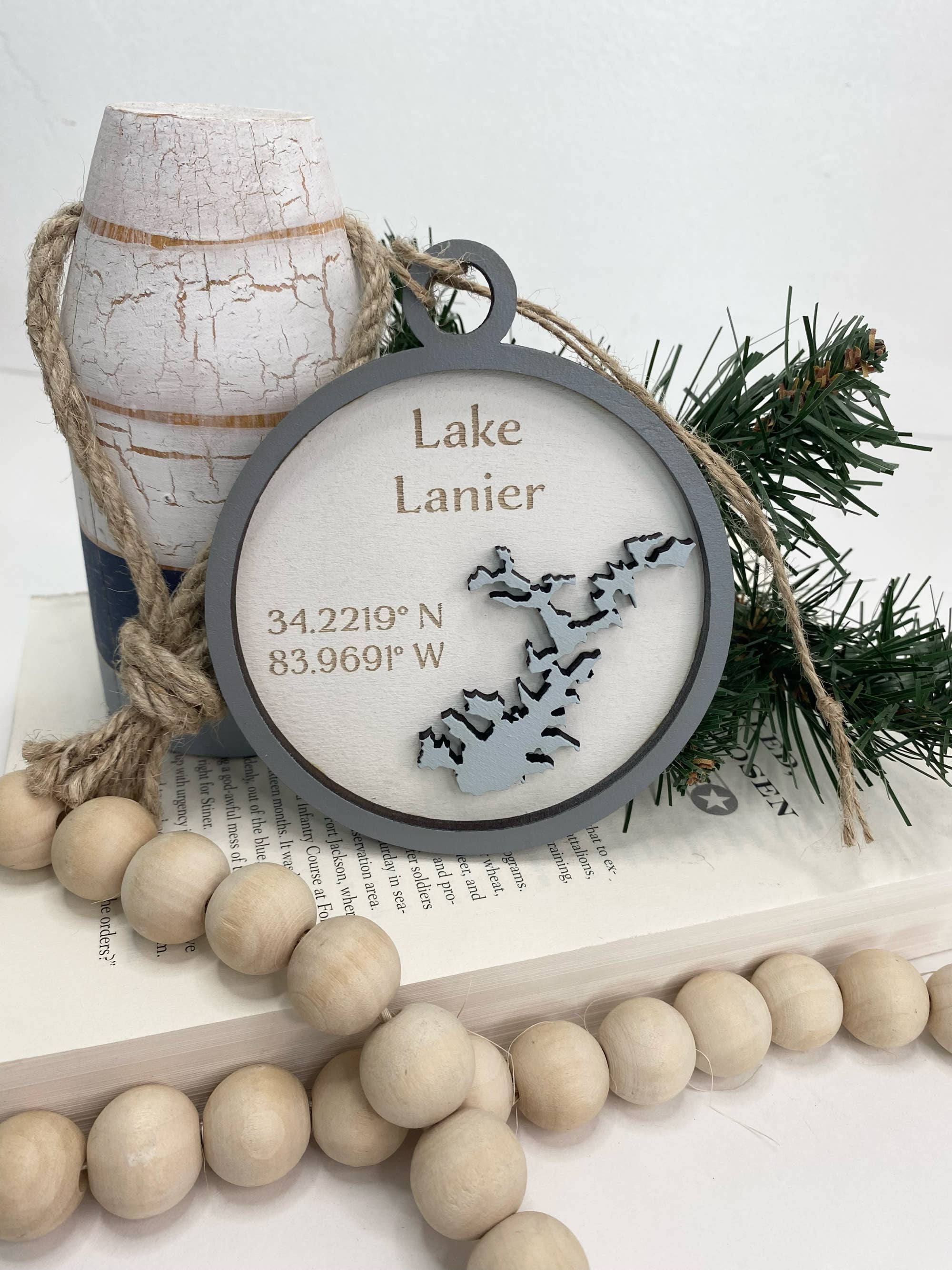 Pine Designs - Wholesale Ornament - Ornament - "Any" Lake Map Wood Ornament or Gift Tag4