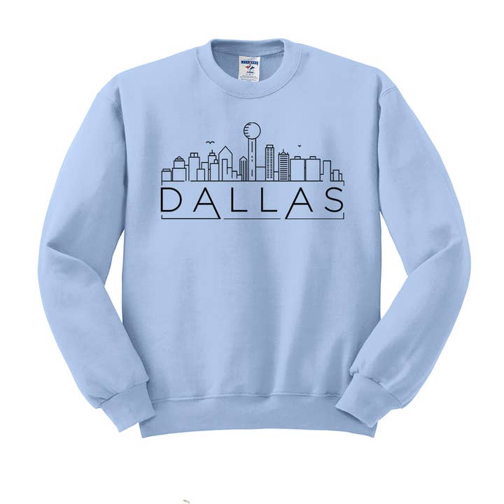 Lucky Luna Apparel - Wholesale Graphic Sweatshirt - Women's - Skyline Dallas Texas Crewneck Sweatshirt
