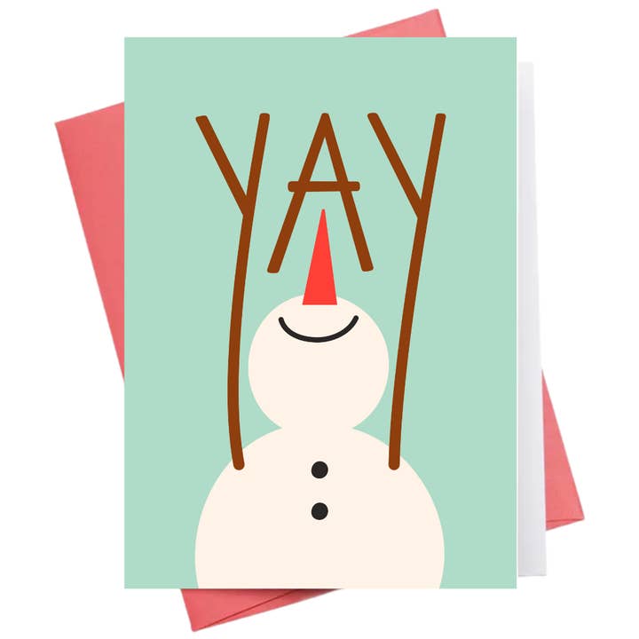 Yay Snowman Turquoise | Christmas Greeting Card for wholesale by Inkwell Cards