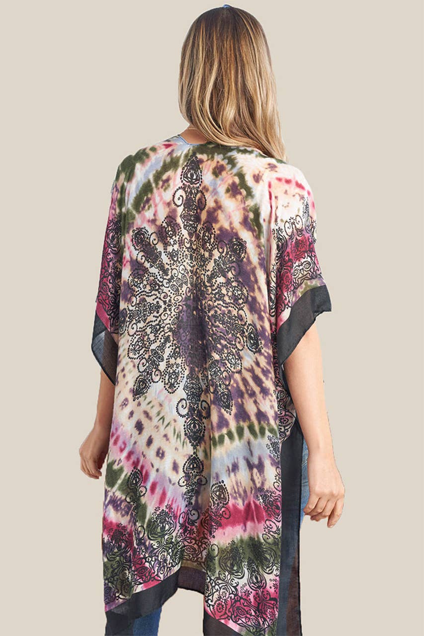 Hana - Wholesale Kimono - Women's - Tie Dye Boho Print Summer Kimono5