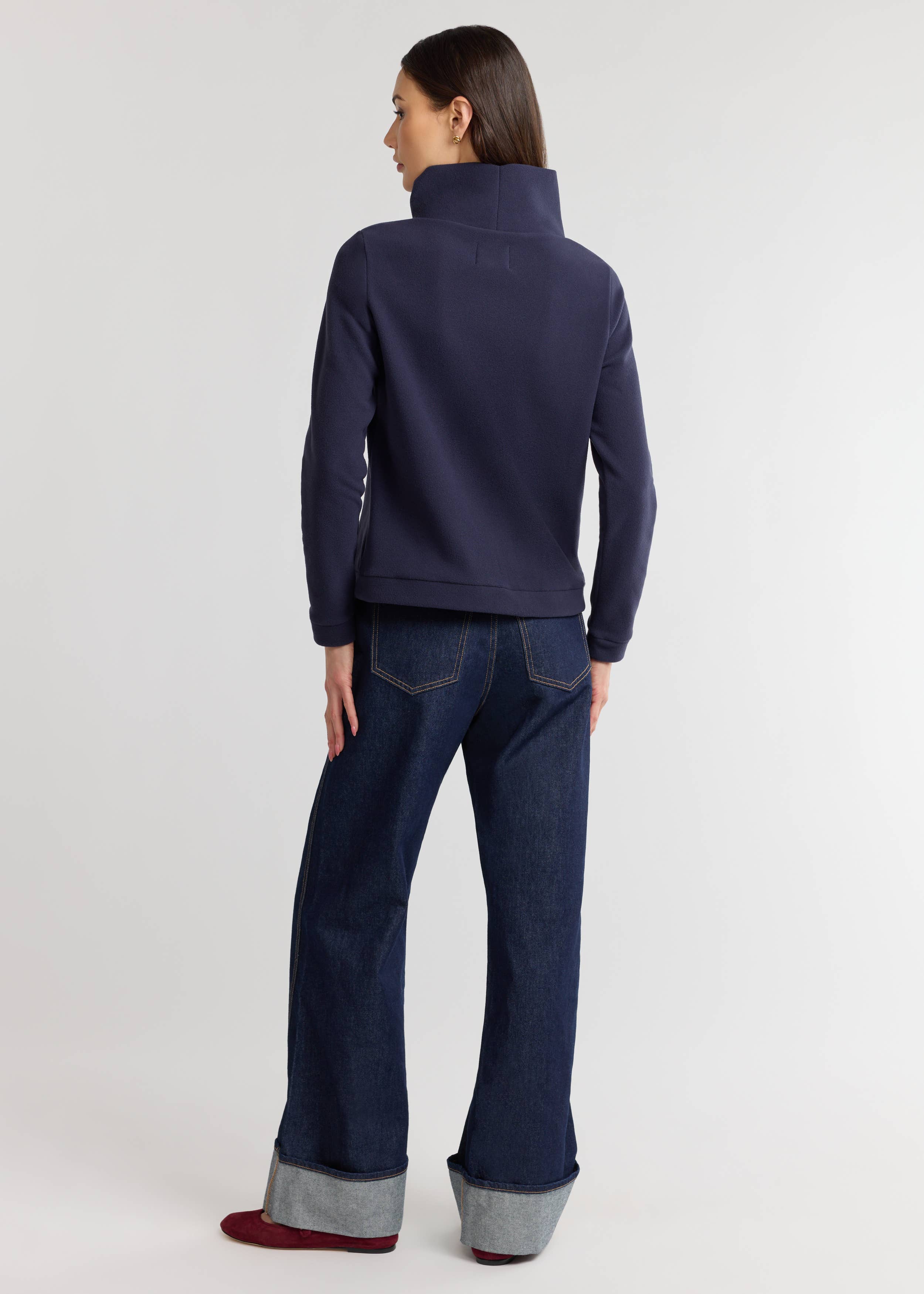 Dudley Stephens - Wholesale Knit Top - Women's - Park Slope Turtleneck in Vello Fleece (Navy)3