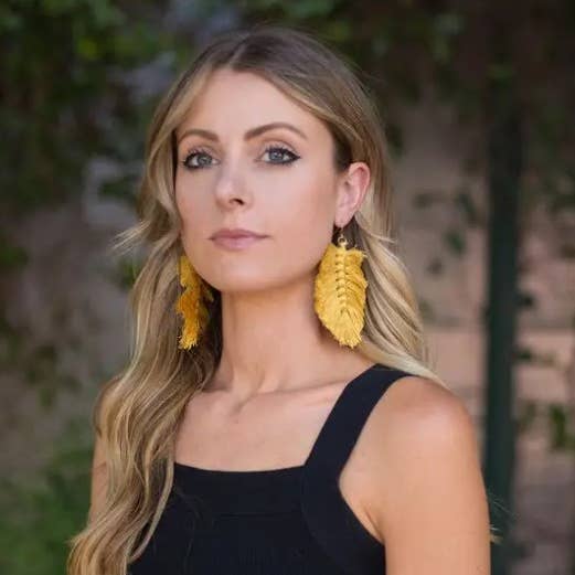 Baubles by B - Wholesale Dangle Earrings - Royal Blue Cobalt Macrame Leaf Earrings 2