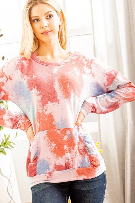 HEIMISH - Wholesale Tuniek - Dames - ET5138-10 MEERKLEURIGE TOP MET TIE-DYE-PRINT3
