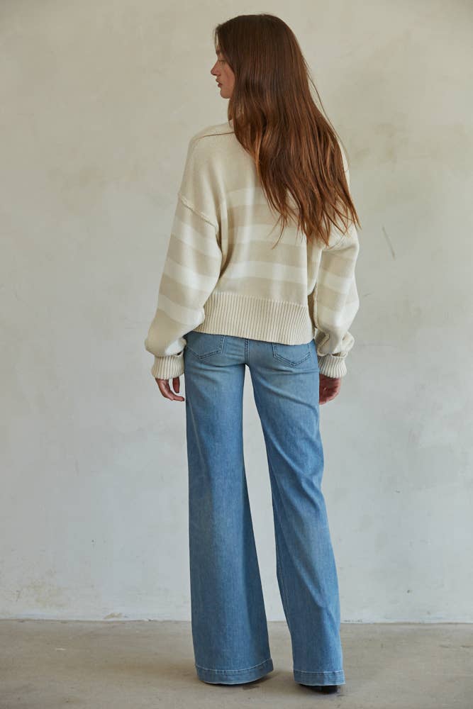 By Together - Vendita all'ingrosso Cardigan - Donna - Cardigan a righe con bottoni in maglia di cotone e acrilico4