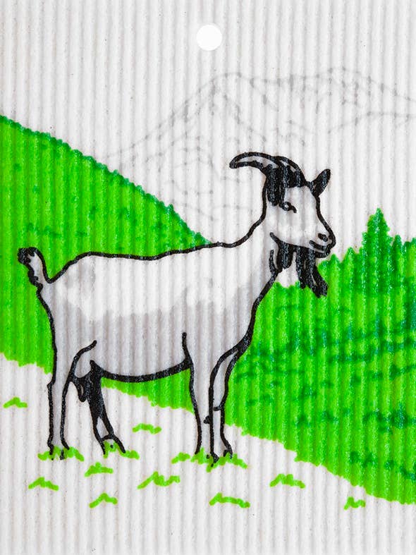 Serviette suédoise avec chèvre sur flanc de montagne par Harry W. Smith pour la vente par Talla Imports