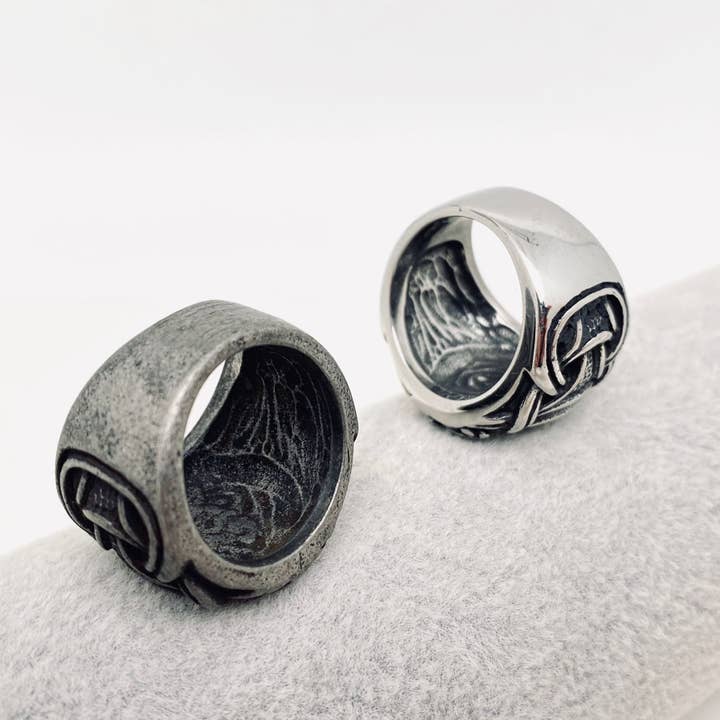 Mio Queena - Vendita all'ingrosso Anelli con sigillo - Anello da uomo Viking Compass in acciaio inossidabile - MJ/MR7