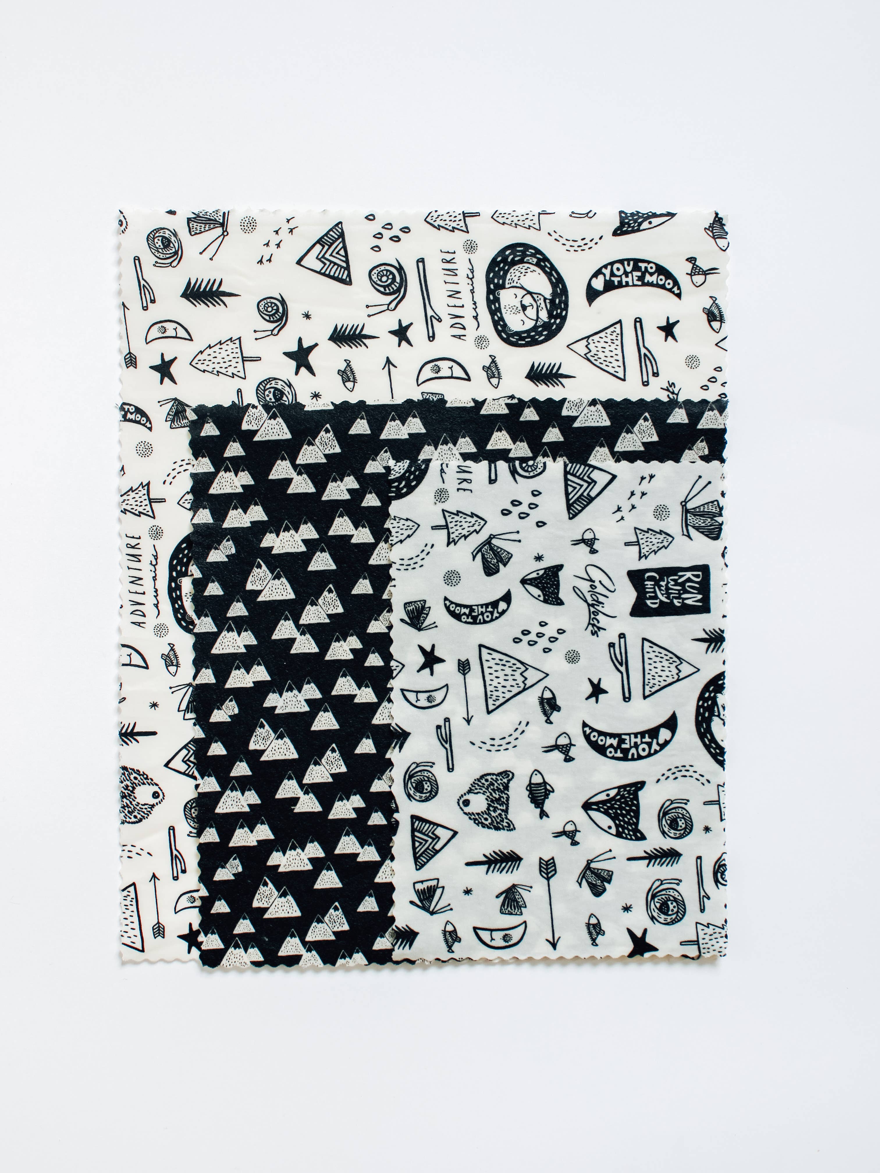 Goldilocks Goods - Wholesale Food Storage Wrap/Bag - Reusable Beeswax Food Wraps: Camping Adventure Set of 34