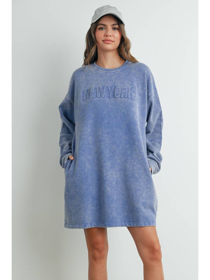 BUTTERMELON - Wholesale Dress - Women's - Tall Acid Wash Sweatshirt Dress - BMD753815