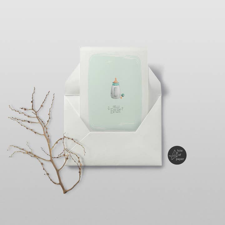Tarjeta de recién nacido - Hello baby para venta al por mayor de Bits of paper design co