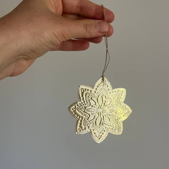 THE LITTLE PRESS - Wholesale Ornament - Mandala - Faux-tin Ornament - Gold2