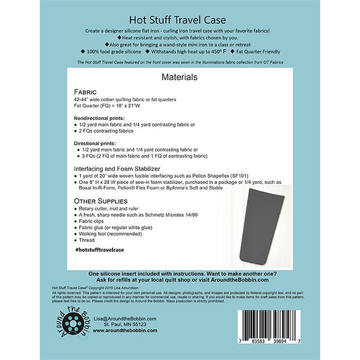 Around the Bobbin - Wholesale Craft Supplies - Hot Stuff Travel Case | Sewing Pattern + Silicone