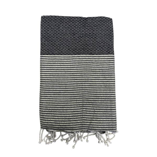 Black fouta with gold lurex, Recycled cotton beach towel 200x100cm for wholesale by SoBeach