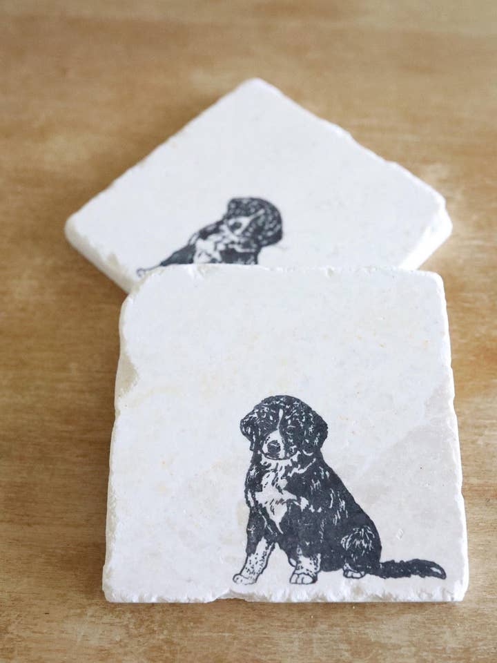 Bernese Mountain Dog Puppy Marble Coaster for wholesale by Lace, Grace & Peonies Marble Coasters