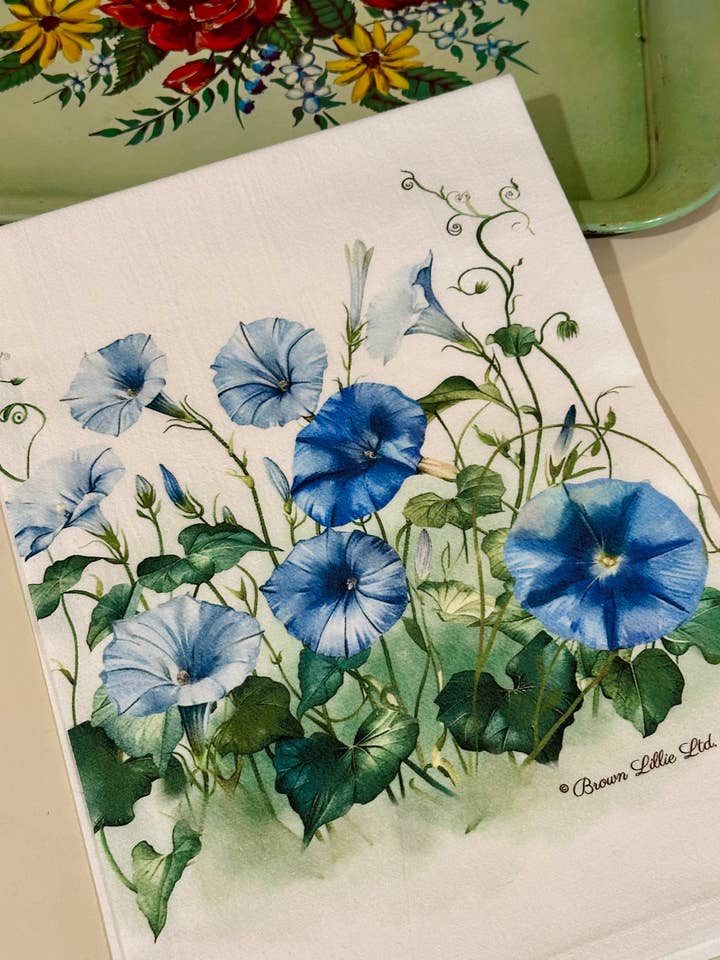 Blauer Prunkwinde 28" Bestes Geschirrtuch | 100% ringgesponnene Baumwolle für den Großhandel von Brown Lillie