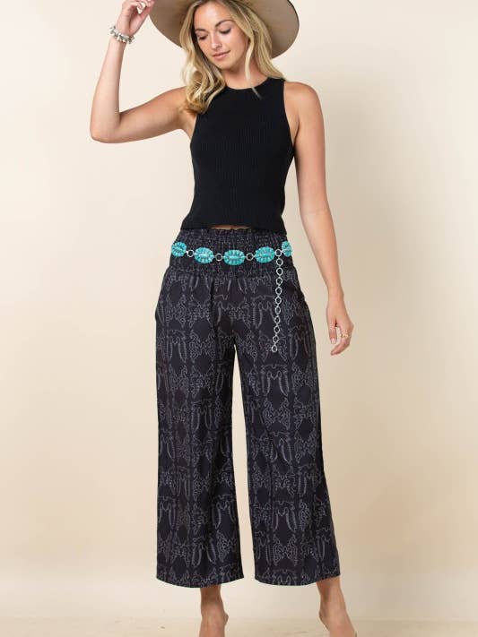 AV1243-HENRI WERTERN LAARSSTIKSEL PRINT GEWEVEN BROEK voor wholesale door Avery