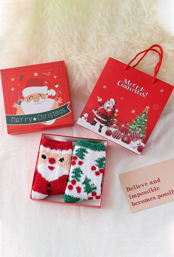 UNISHE - Wholesale Socks - Women's - Christmas Coral Fleece Mid Calf Socks ZK2801