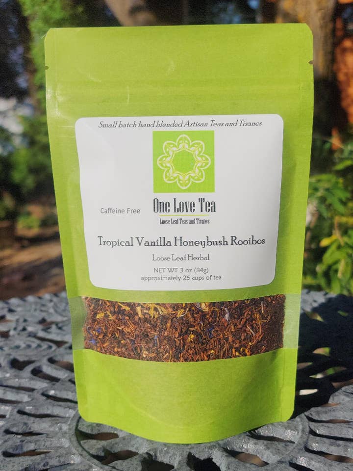 Tropical Vanilla Honeybush 3 oz for wholesale by One Love Tea