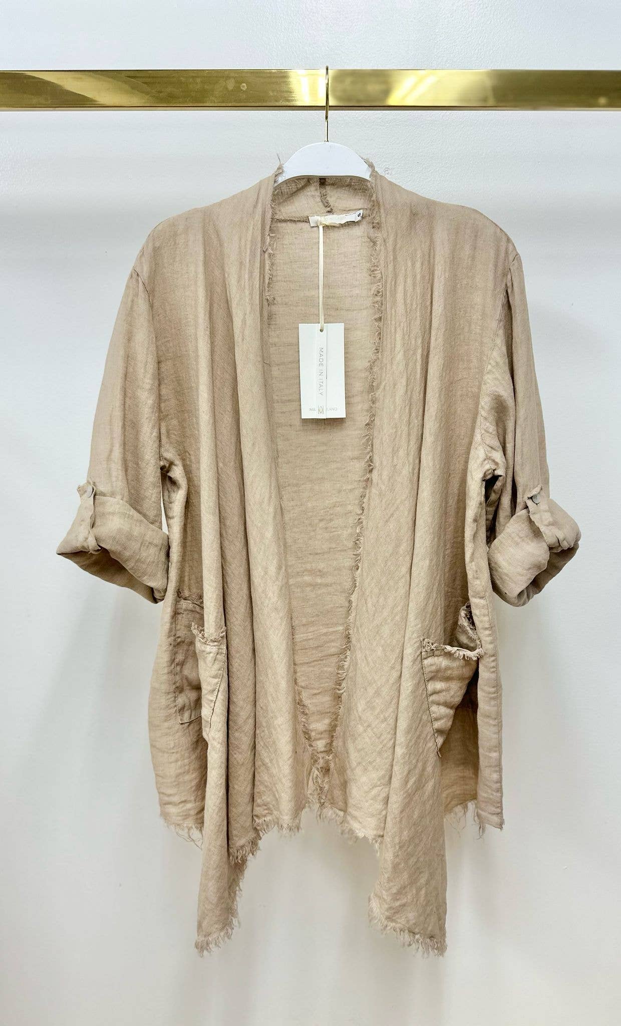MILIO MILANO – Engroshandel Cardigan - Dame – LINEN ASYMMETRISK DRAPERET CARDIGAN (12363/154117)4