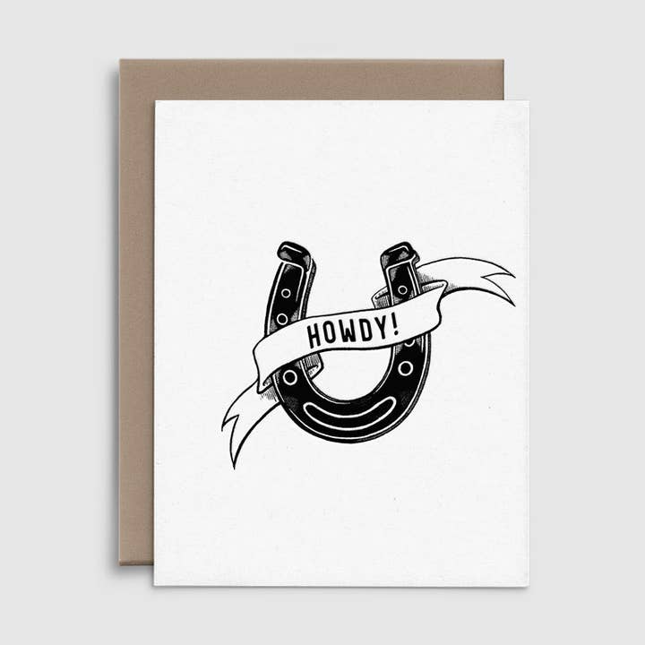 Horseshoe Howdy - Letterpress Greeting Card for wholesale by R. Rebellion