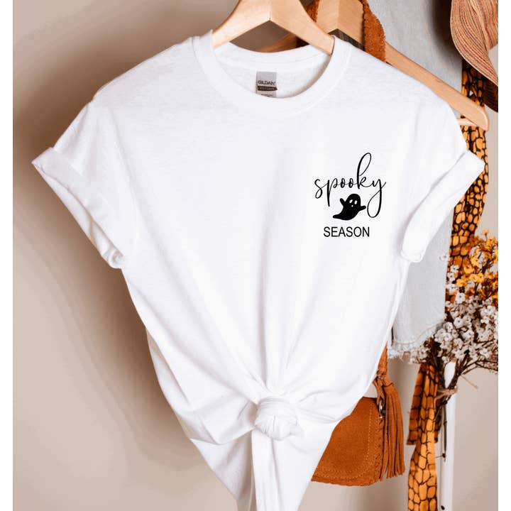 Spooky Season T-Shirt, White Ghost Shirt, Halloween Tee for wholesale by Hunter Kouture