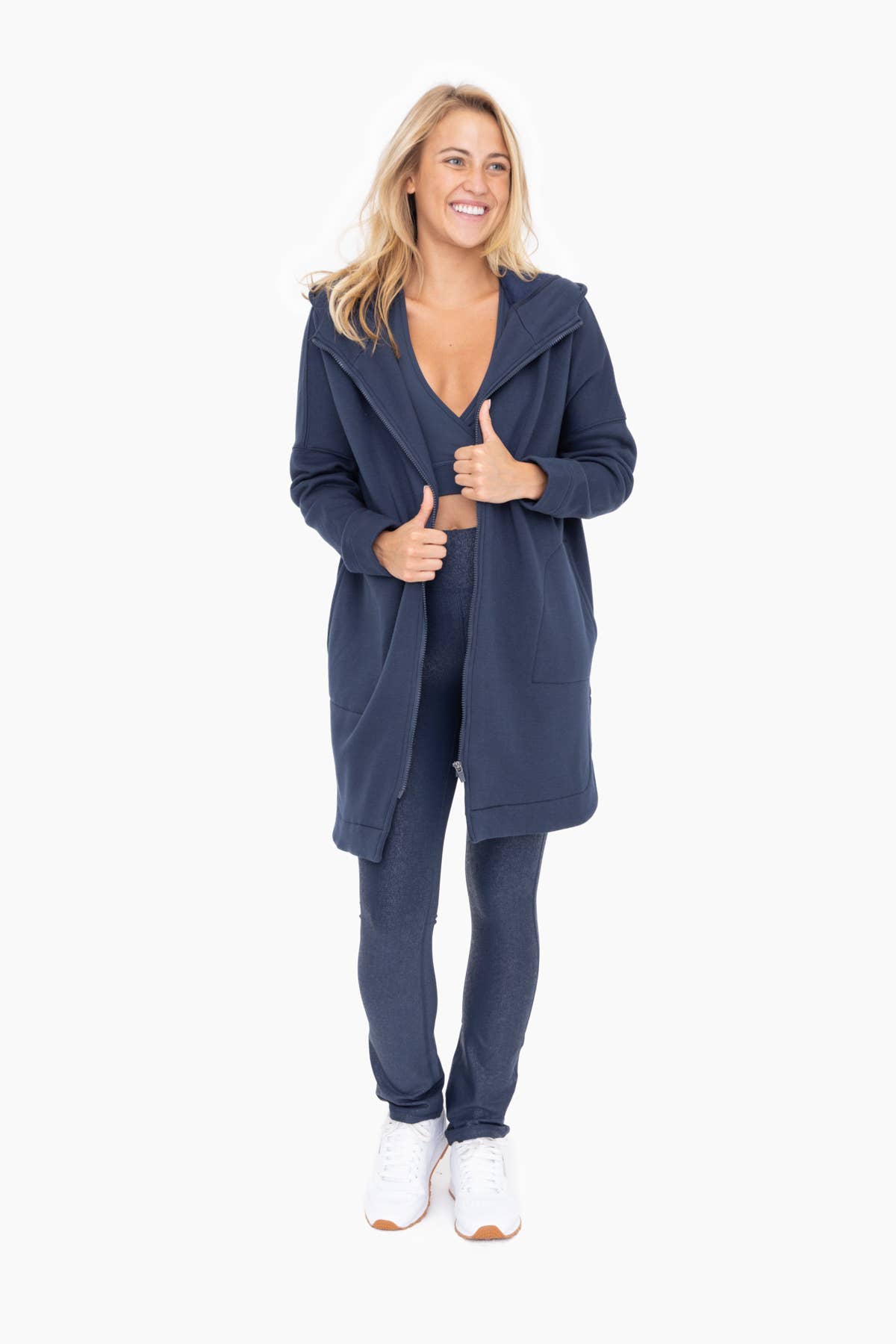 Mono B - Wholesale Jacket - Women's - Longline Zip-Up Jacket with Hood12