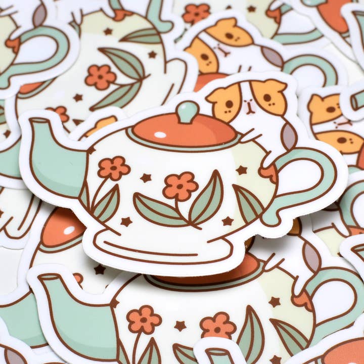 Noristudio - Wholesale Sticker - Bubu and Tea Pot Vinyl Sticker1