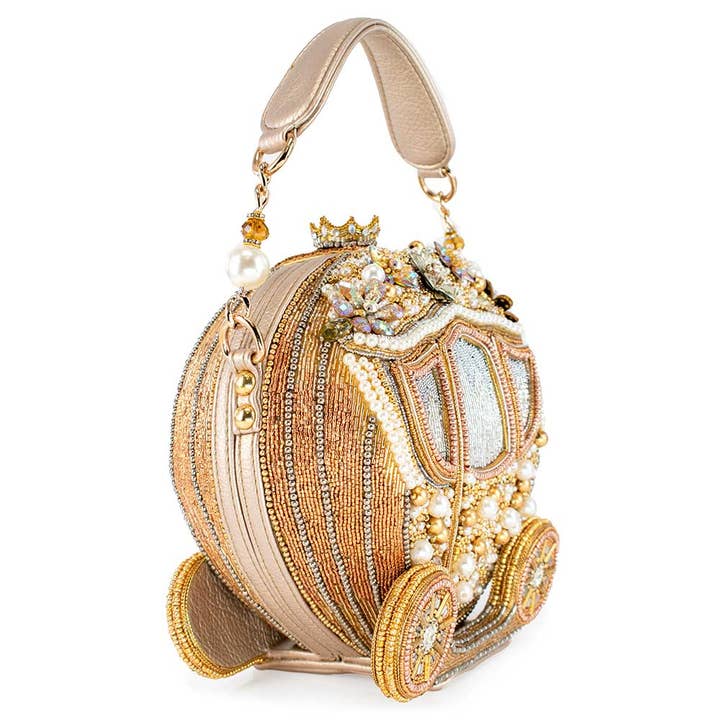 Mary Frances Accessories - Wholesale Top Handle Bag - Women's - Dream Big Beaded Gold Carriage Handbag