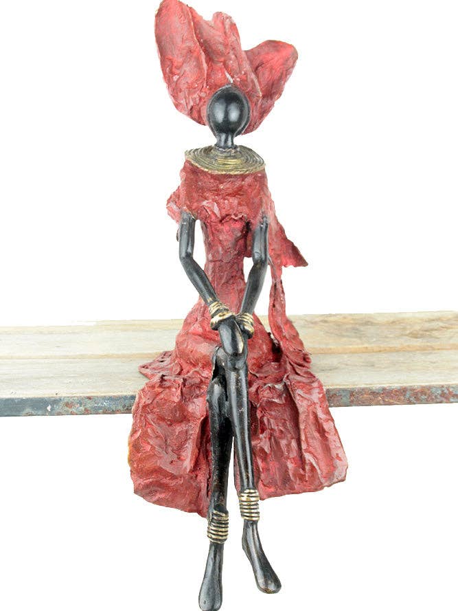 Bronze sitzend 40 cm rot Nr. 9 für den Großhandel von Lafi Bala