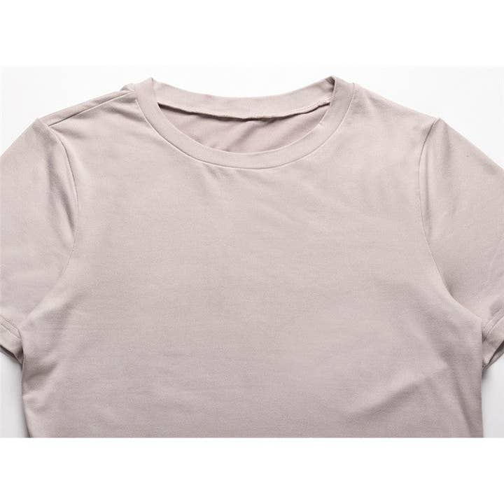 FurDecoration - Wholesale Top & pants set (NOT Loungewear) – Women's - Solid Short Sleeve Two-Piece Suit12