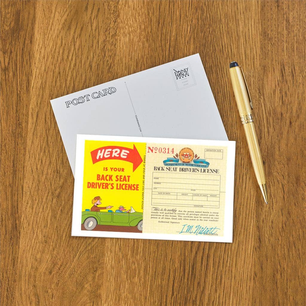 Found Image Press – Postal por atacado – Cartão Postal AM-167 Licença de Passageiro do Banco de Trás1