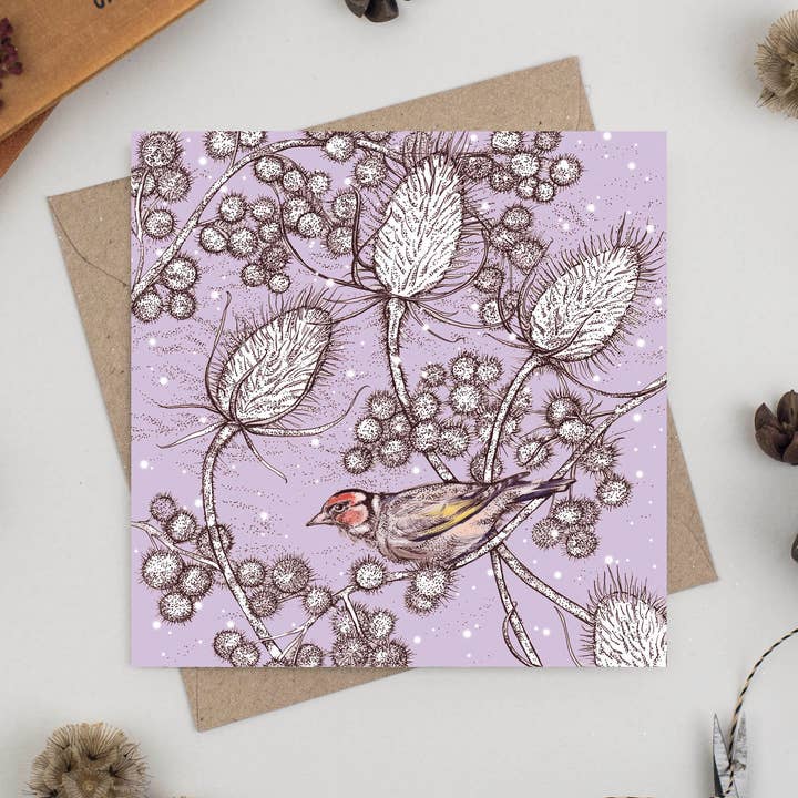 Fay's Studio - Wholesale Everyday greeting card - Finch and Teasels Greeting Card