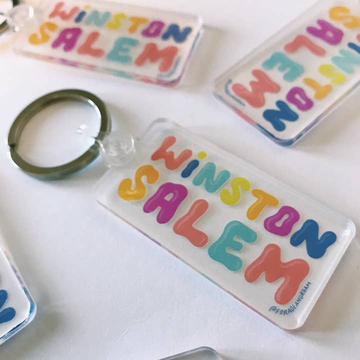 Winston Salem Groovy Keychain for wholesale by Forage and Roam Design Co., LLC