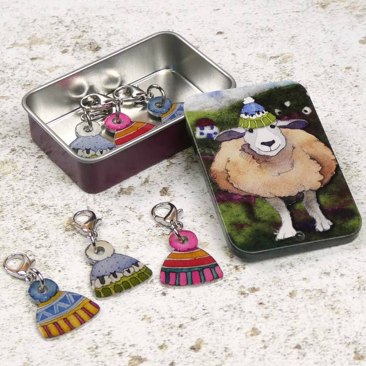 Hats Crochet Stitch Markers In A Tin for wholesale by Emma Ball Ltd