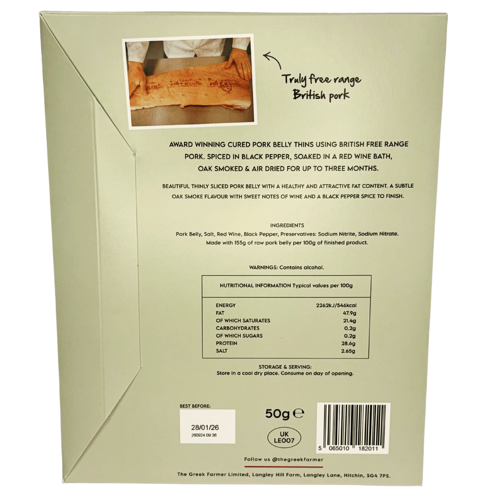 The Greek Farmer – wholesale Pork – British Air Dried Pork Belly Thins3