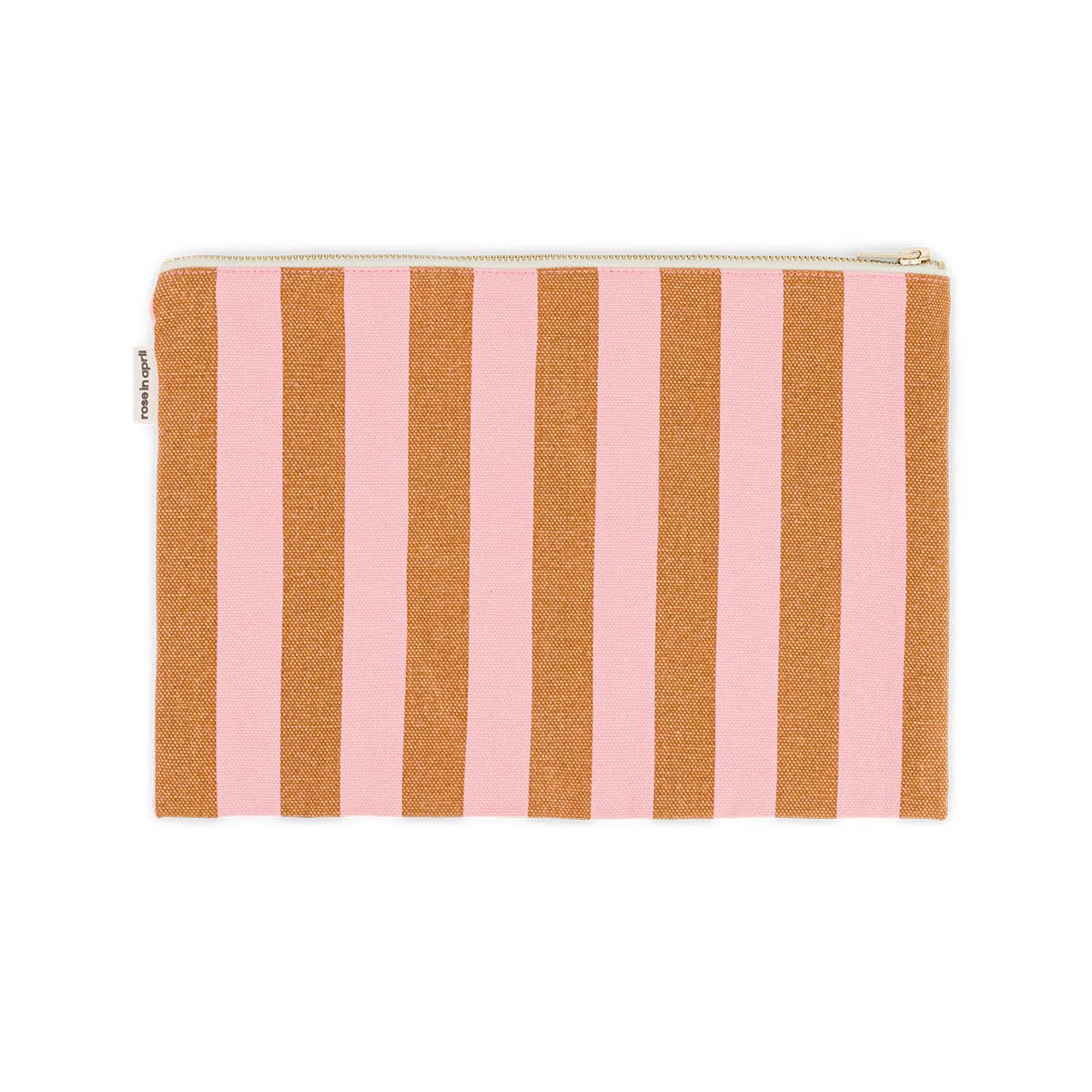 LILI FLAT POUCH STRIPES CARAMEL / STRAWBERRY for wholesale on Faire1