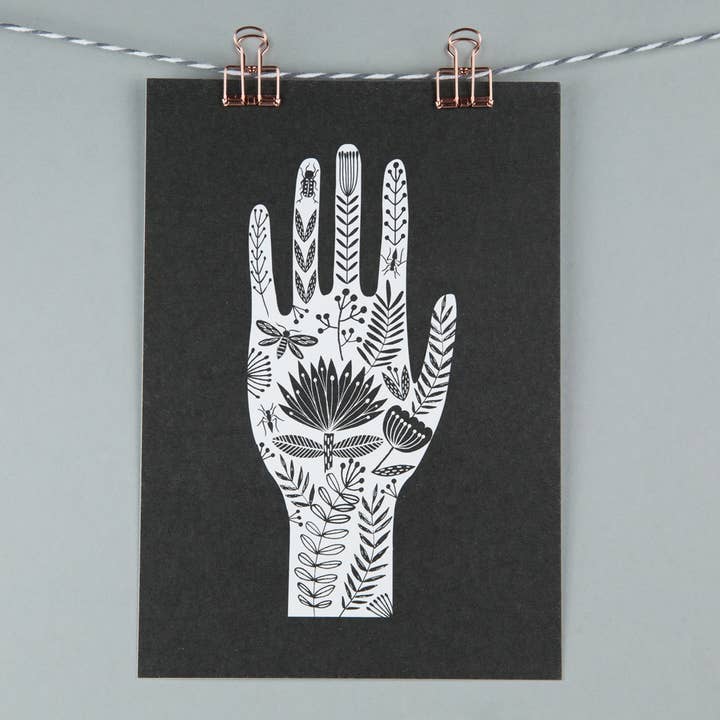 A5 art print - folk art hand for wholesale by Maggie Magoo Designs
