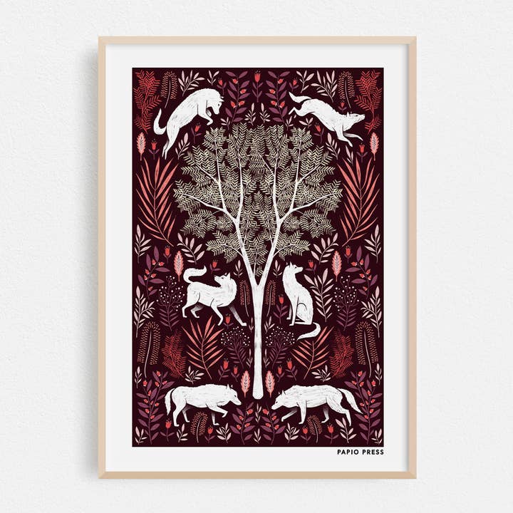 Folk Wolves Artists Print Wall Art for wholesale by Papio Press