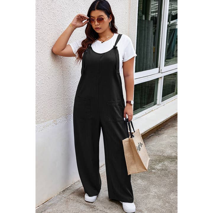 Plus mouwloze jumpsuit met stevige zakken en losse pasvorm voor wholesale door Supreme Fashion