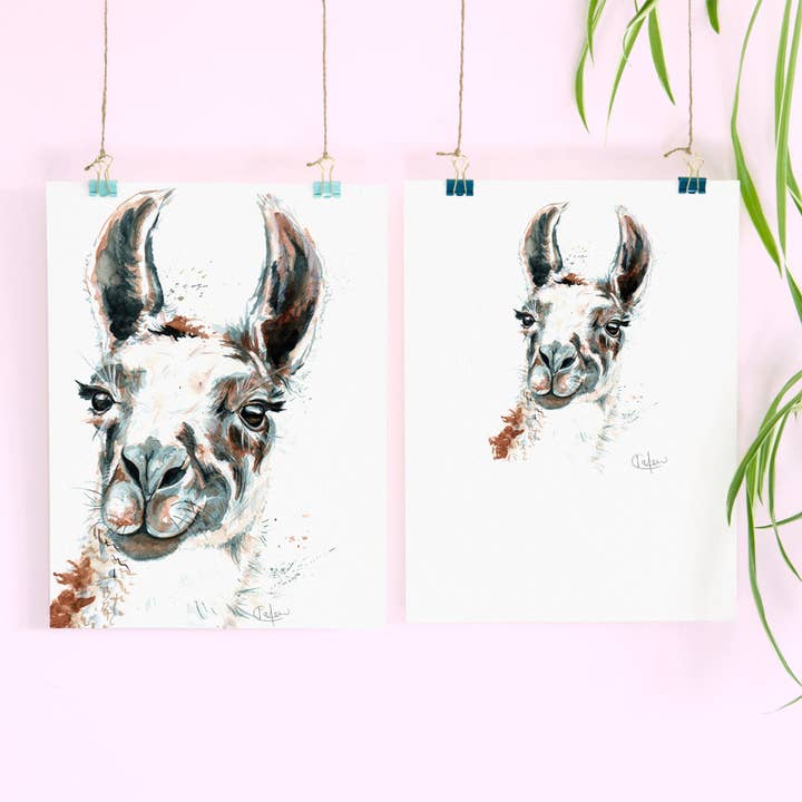Impression Inky Llama Luxe Giclee sans cadre pour la vente par Kate Moby