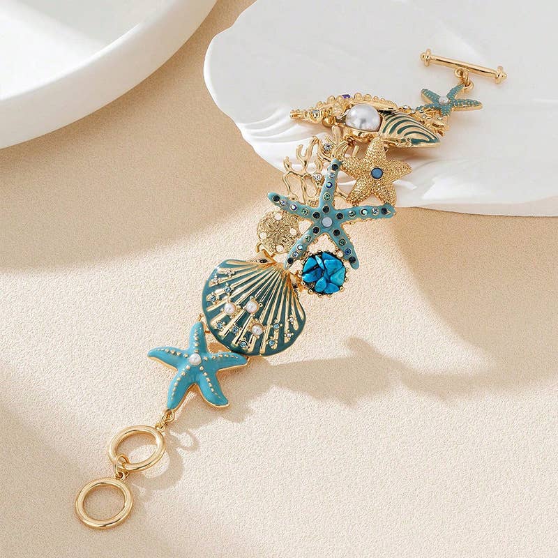 PEACH ACCESSORIES – wholesale Jewellery set – Nautical Starfish & Seashell Pearl Jewellery0